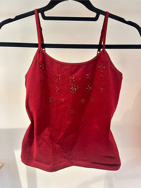 Street Legal Beaded Camisole in Red Medium